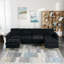 Canapé modulaire convertible en L avec repose-pieds mobile pour salon, appartement, bureau-1024705780