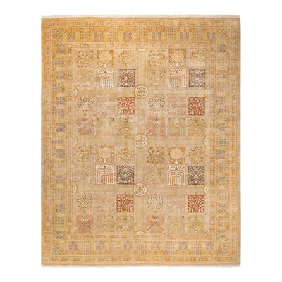 Tapis ivoire traditionnel en laine noué à la main 8 pi 1 po x 10 pi 0 po