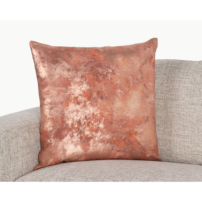 Equilibrium Abstract Linen Blend Throw Pillow, Rose Gold Abstract