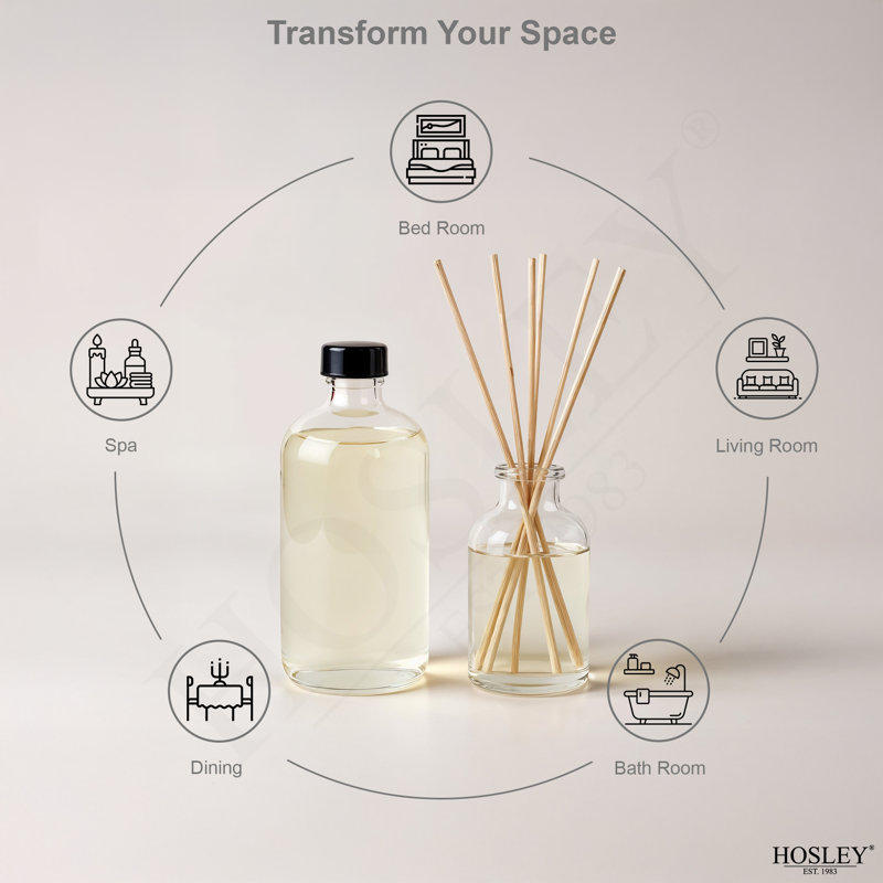 Labrosse Vanilla Almond Reed Diffuser Oils (200ml Each) with Chic Diffuser Bottle and Stylish Reed Sticks Aromatherapy Delight for Modern Living Spaces