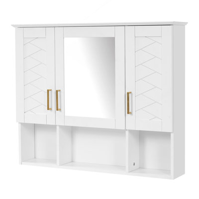 35 Inch 2-In-1  Wall Mounted Medicine Cabinet With Adjustable Shelves & Soft Close Doors, High-Define Mirror With Storage For Bathroom Vanity