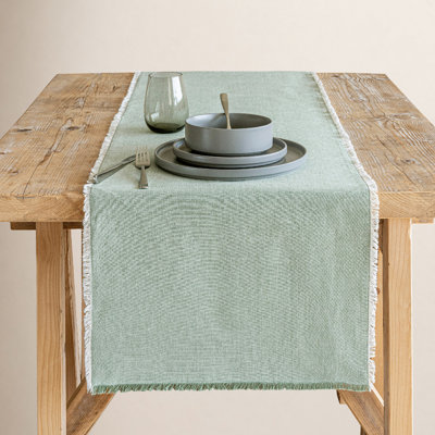 Woven Frayed Chambray Table Runner