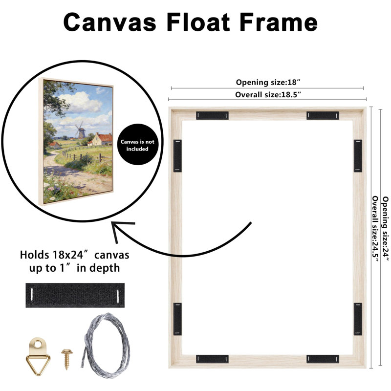 Cadre photo toile flottante naturel, Beige, 18 po x 24 po, 18 po x 24 po, Rectangulaire
