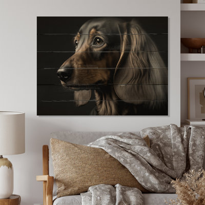 Portrait d'un teckel glam noir - décoration murale animaux chien teckel