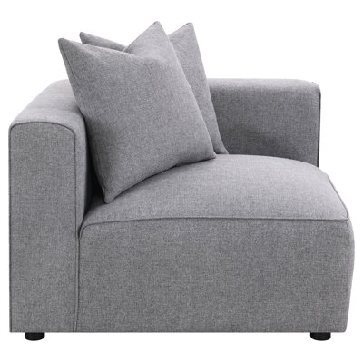 Chaise d'angle grise - idéale pour les espaces de vie dans les habitations, options de sièges polyvalents de conception modulaire, siège et dossier serrés avec éléments décoratifs en welt, surface confortable en duvet, poignées aux pieds