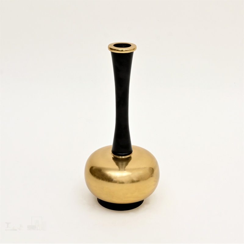 Vase décoratif élégant en aluminium doré et noir minimaliste - Parfait pour les intérieurs modernes et industriels