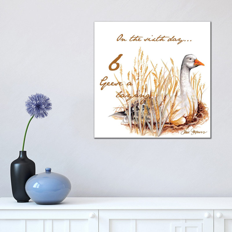 Six Geese A-Laying by Janice Gaynor - Wrapped Canvas Painting, 45.72 cm H x 45.72 cm W x 3.175 cm D