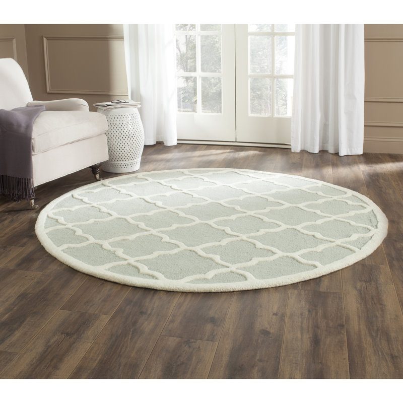 Cannen Hand Tufted Wool Geometric Rug, Round 6'