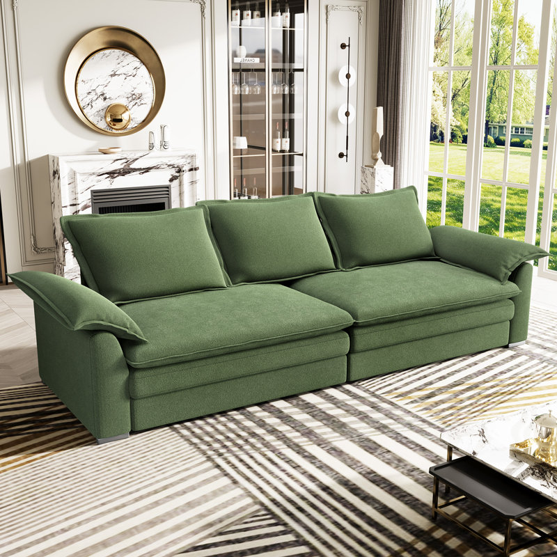 4 Seater Chenille Sofa, Green