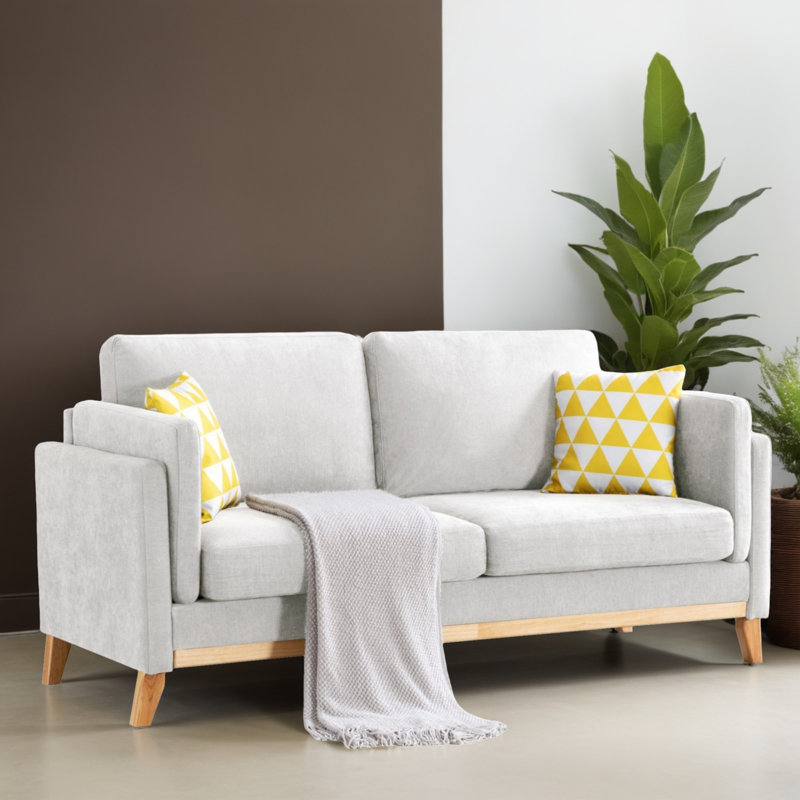 72" Square Arm Loveseat Sofa, Beige