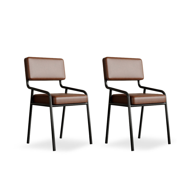Upholstered Dining Room Wrought Iron Home Armchair, Brown