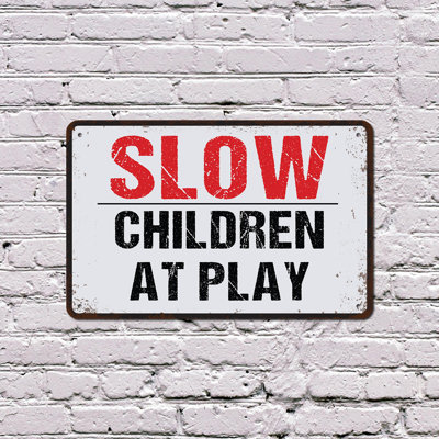 «Vintage Children Slow Children at Play» 11 pouces x 17 pouces, panneau en plastique, montre, Speed Speed