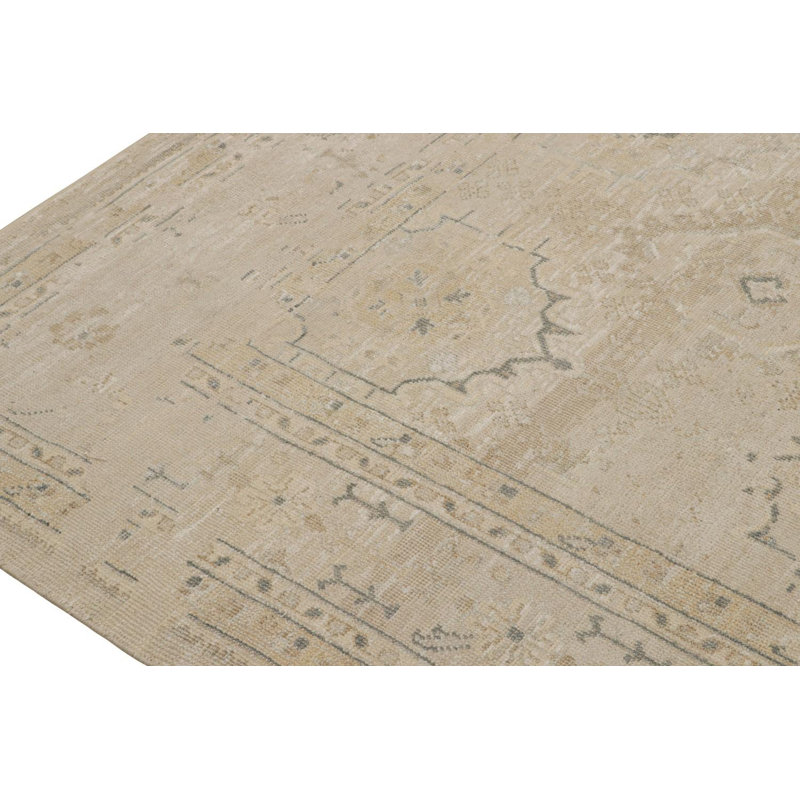 Oushak Handmade Oushak Silk Floral Area Rug, Runner 3' x 8'