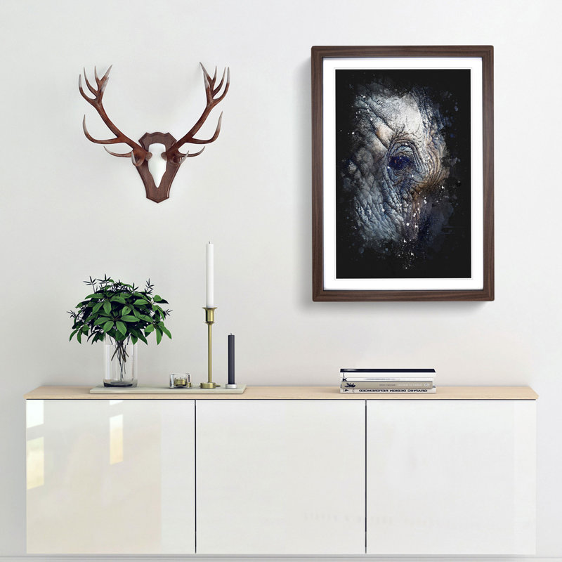 Blue Elephant - Framed Print, Walnut Framed, 63cm H x 45cm W x 2cm D