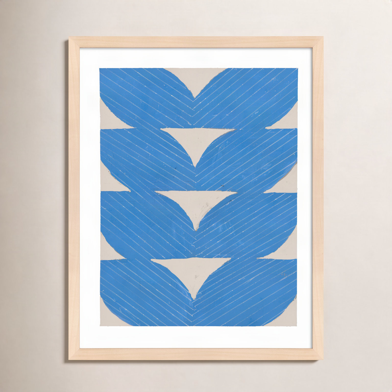 Blue Chevron "Blue Chevron" Painting, 50" H x 40" W x 1.25" D, Brown