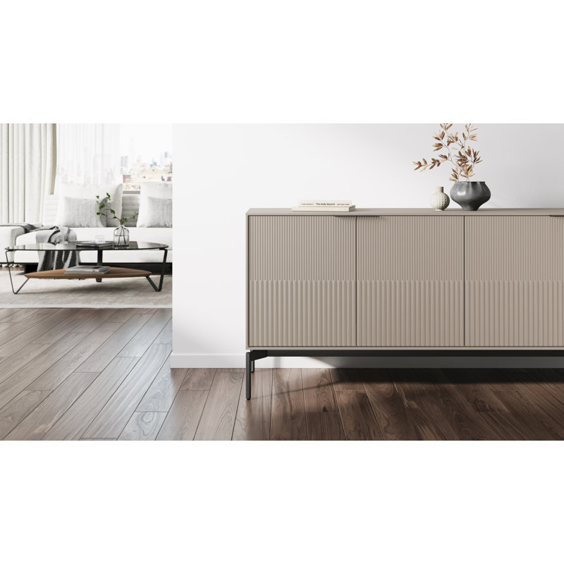 Zig 79.5'' W Credenza, Dune/Brushed Carbon