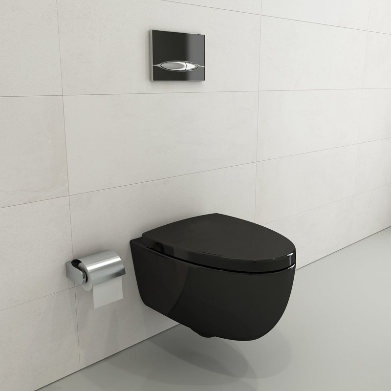 Milano Wall-hung Elongated Toilet Bowl, Black