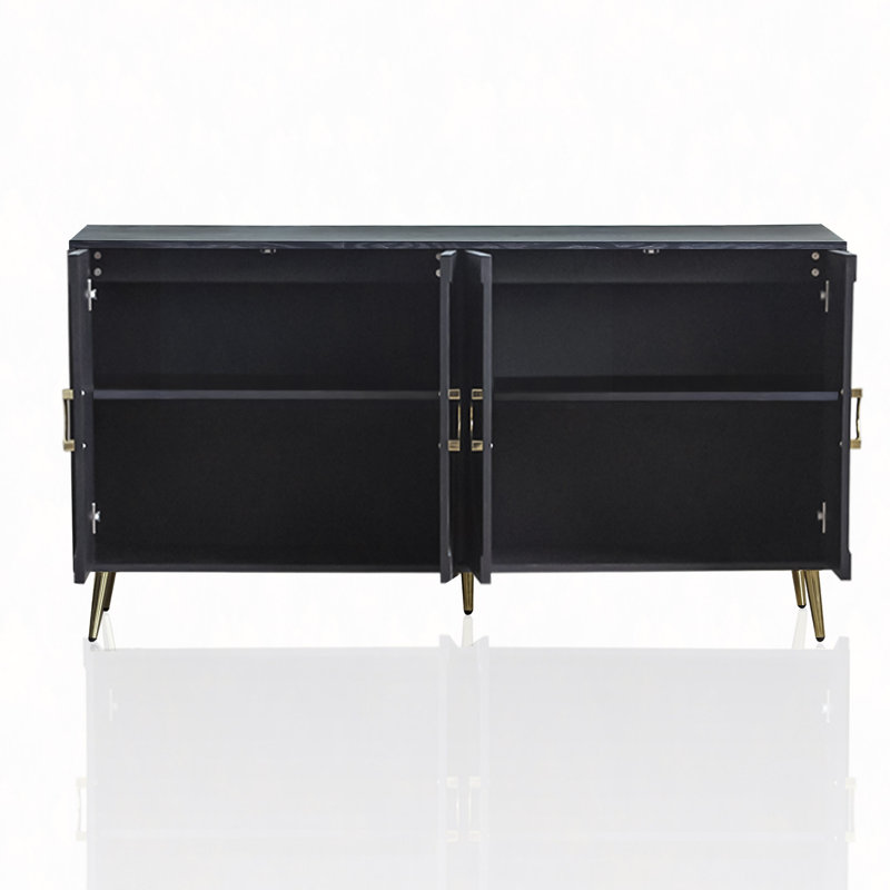 Buffet 4 portes Modern, Noir patiné