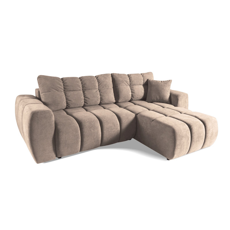 Tassie 4 Seater Velvet Sofa Bed, BEIGE