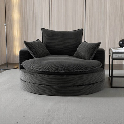 Oversized 360° Swivel Lounge Chair - Dual-Layer Comfort & Deep Seating