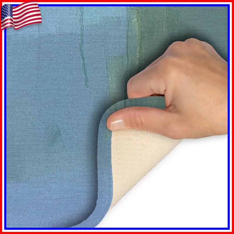Tapis de bain Lily, Simple - L 24 po x l 17 po, Bleu / vert abstrait