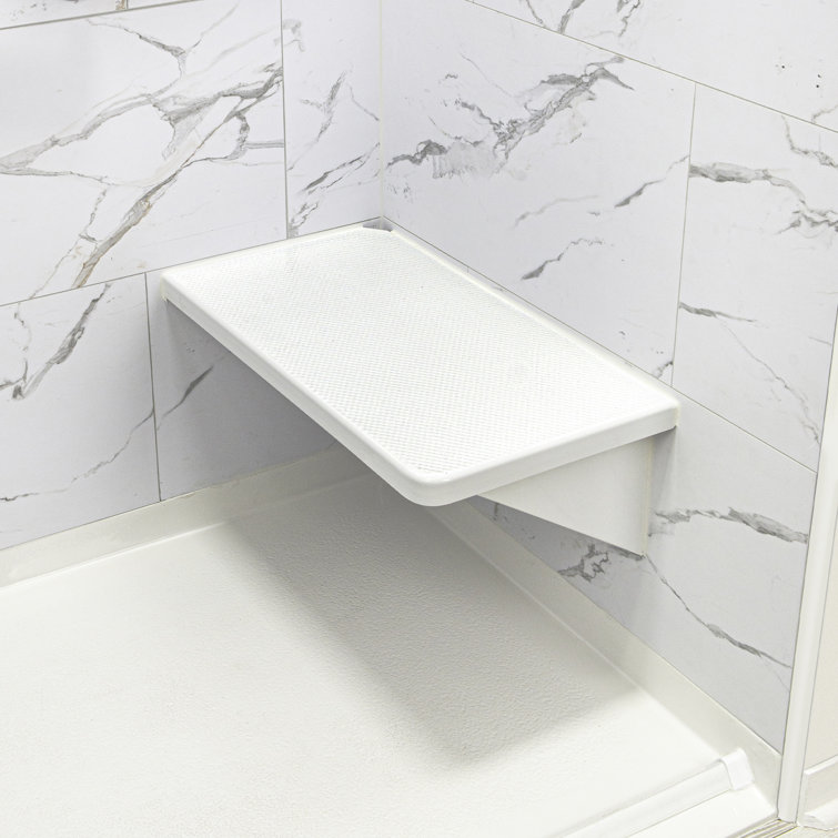 Ella 26 in. W Rectangular Corner Acrylic Shower Seat in White