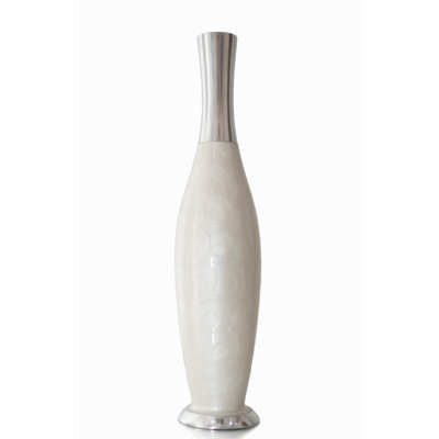 Whittingham Cream/Silver 16.1'' Indoor / Outdoor Aluminum Table Vase
