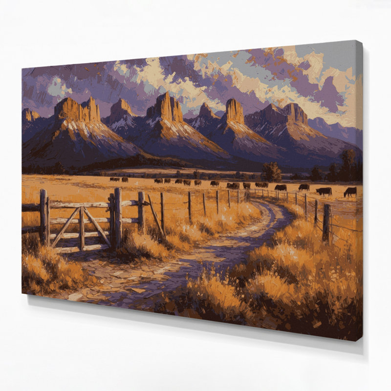 Art mural sur toile noir Southwestern Cowboy Western Ranch 92, H 11 po x l 14 po