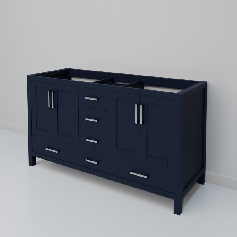 Meuble-lavabo double l 60 po x P 22 po Jacques, Marine