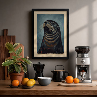 Contemplative Seal Rustic - Framed Print