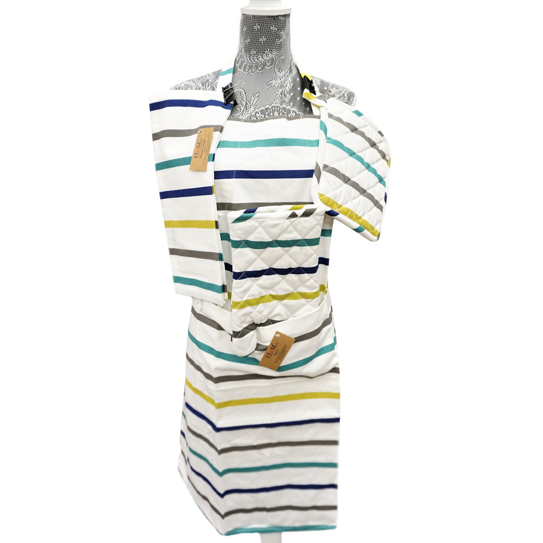 Striped Cotton Bib Apron Highland Dunes