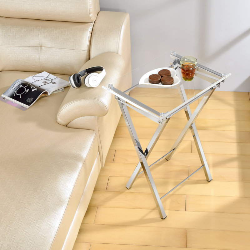 Chrome and Clear Acrylic Folding Tray Table Set
