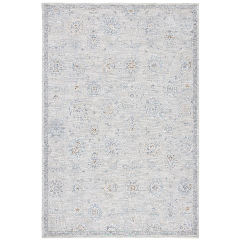 Tapis gris clair tissé à la machine 10% polypropylène, 90% polyester Lauren Ralph Lauren Cromwell, Rond 6 pi 3 po