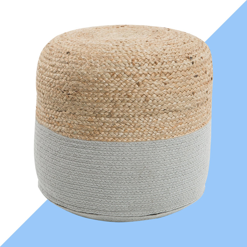 Casas 46cm Wide Round Pouf Ottoman, Light Grey