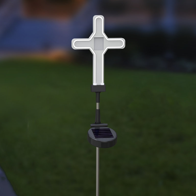 Haize Solar Powered LED Cross Silhouette Garden Stake Light