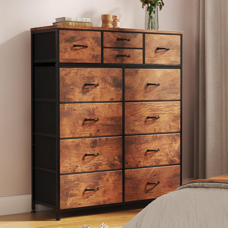Commode 12 tiroirs, Brun rustique
