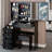 Middle Size Left Bedside Cabinet Vanity Table + Cushioned Stool, Extra Large Right Sliding Mirror, Multi Layer High Capacity Storage, Practical Fashionable Dresser, Suitable For Middle Space-784324023