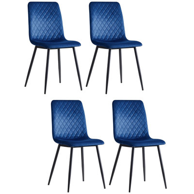 Chaises de salle à manger 2 pièces en velours - chaises sans accoudoirs avec pieds en métal pour la salle à manger, la cuisine et la maison (noir)