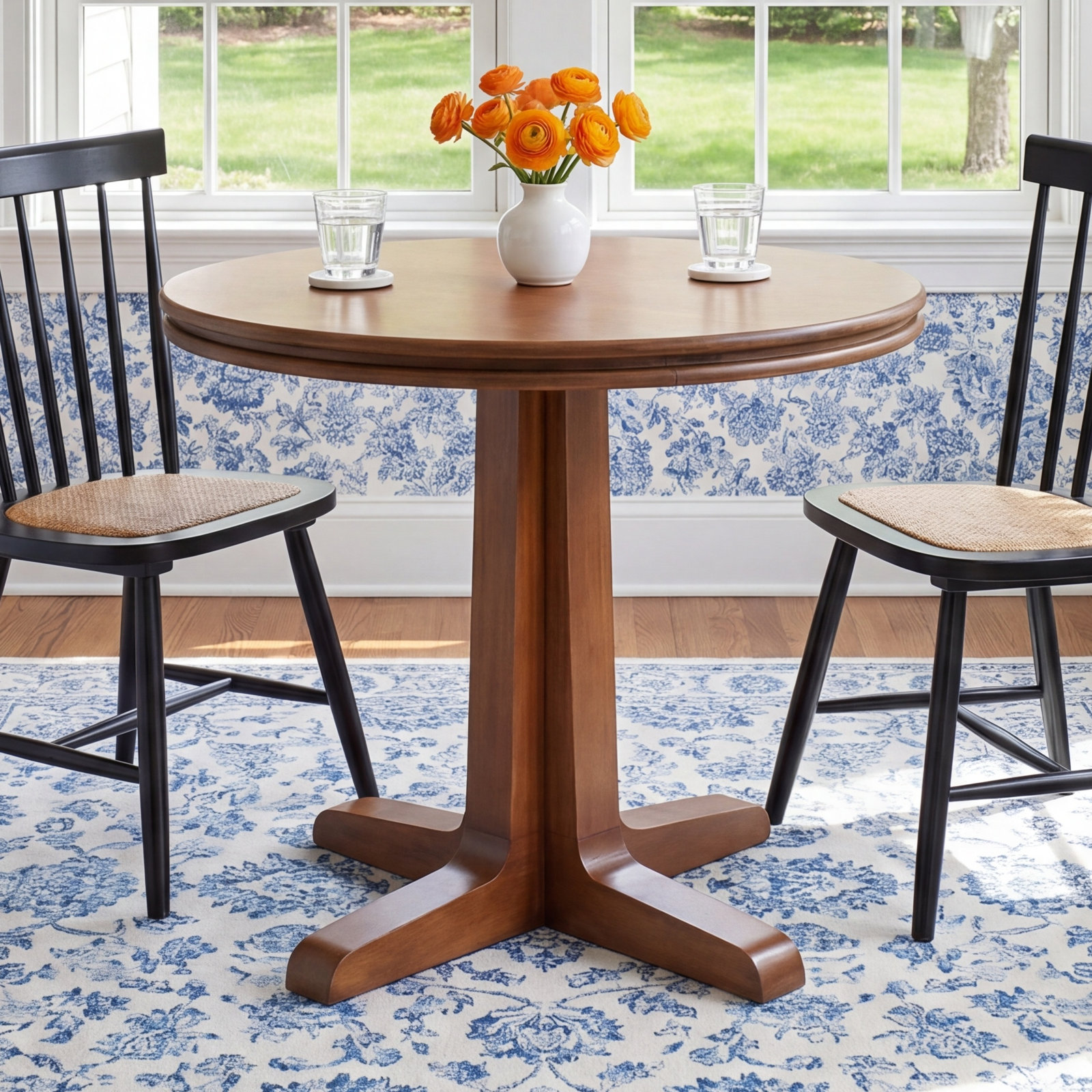 Ikenna 32" Pine Dining Table, Walnut