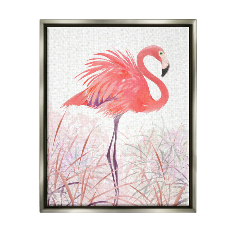 «Flamingo Bird», art mural sur toile flottante à motif de herbes tropicales par Pip Wilson, H 31 po x l 25 po x P 1,7 po