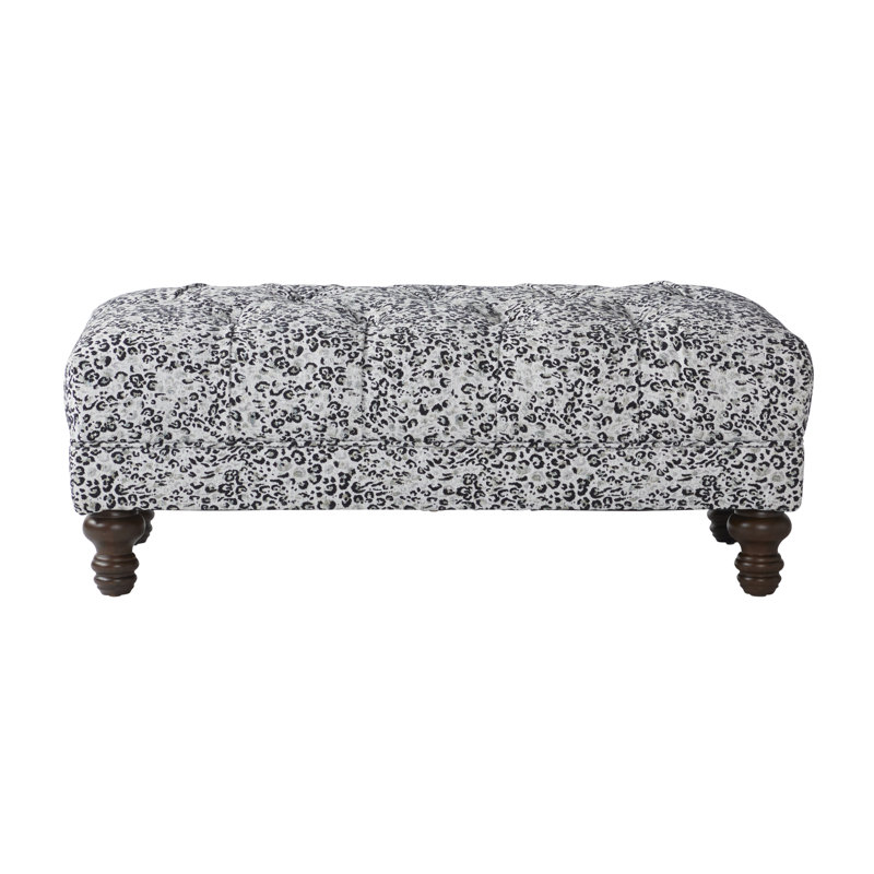 Emmeline Upholstered Ottoman, Dark Gray Polyester Blend