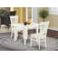 L'ensemble de salle à manger 3 pièces contient une table de cuisine rectangulaire avec Dropleaf et 2 chaises de salle à manger rembourrées en tissu de lin, chêne-971727167-1012328560-960835943