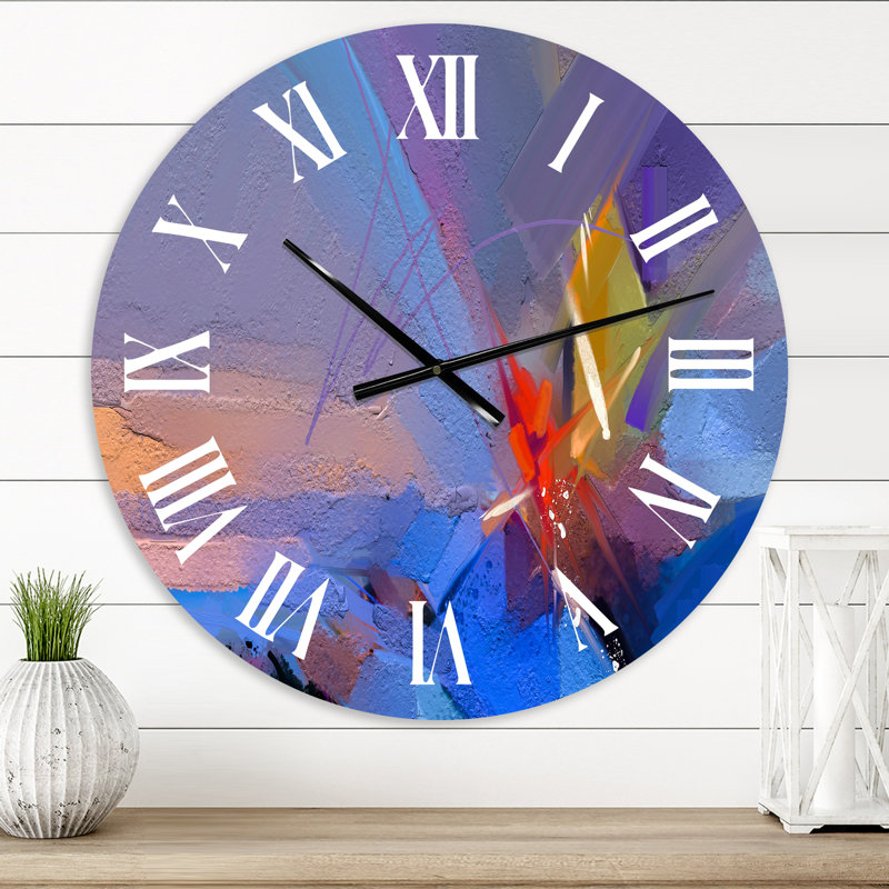 Abstrait paysage marin coloré VI - horloge murale moderne, Petit