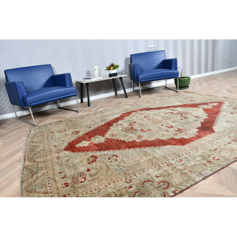 Grand tapis turc en laine fait à la main avec un décor bohémien pour votre salon offrant un style antique