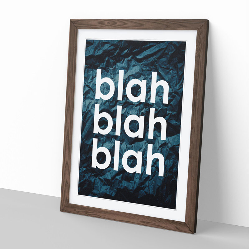 Blah Blah Blah Crumpled Paper - Picture Frame Typography, 48cm H x 36cm W x 2cm D, Walnut