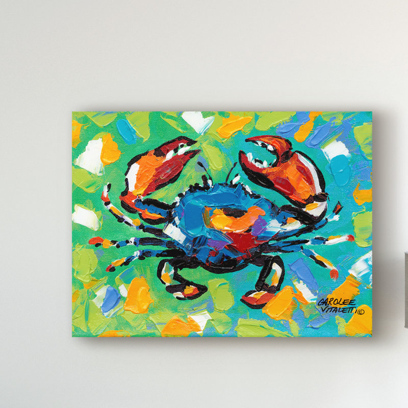 « seaside crab ii », reproduction de peinture à l’acrylique sur toile tendue, H 14 po x l 19 po x P 2 po