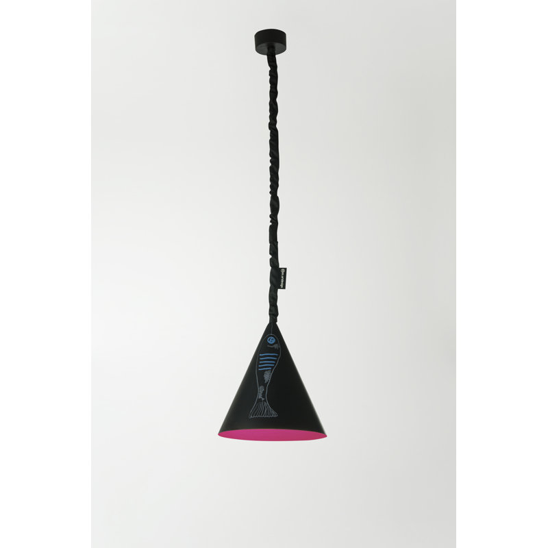 1 - Light Black Cone Pendant, Magenta