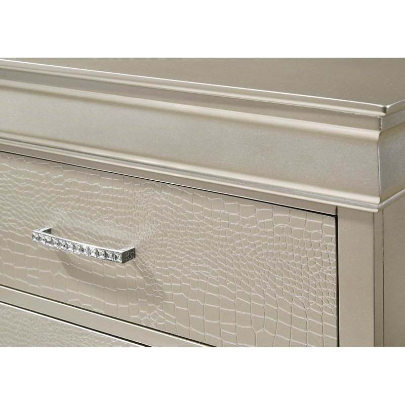 Himansu Nightstand, Modern Nightstand With Drawer, Bed Side Table, Silver