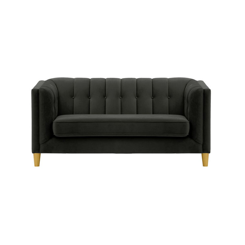 Orlis 2 Seater Velvet Sofa, Black