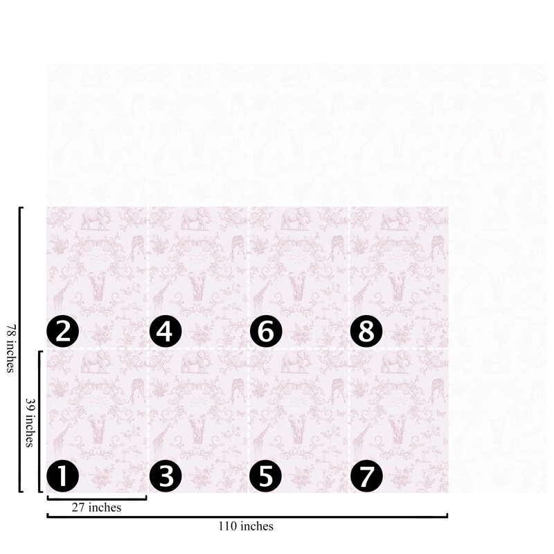 Pink Safari Toile de Jouy Wallpaper